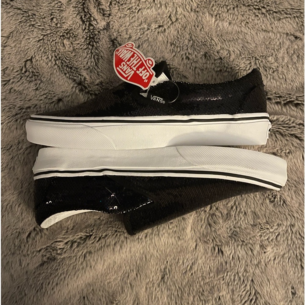 Black Vans size 5M/6.5W micro sequins
